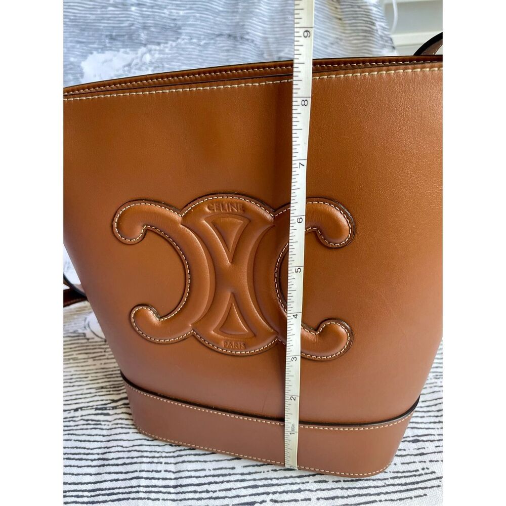 Celine Cuir Triomphe Small Calfskin Leather Bucket Crossbody Bag - Picture 10 of 12